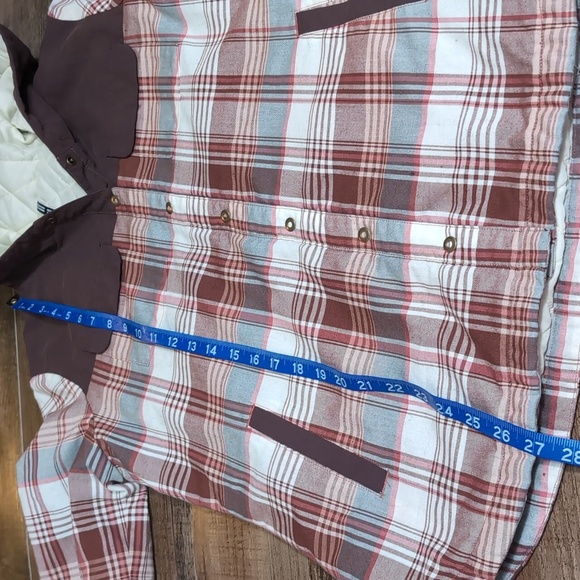 KUHL Artisan Hooded Shirtjak Jacket Plaid Hooded Shacket Size Large in Cinnamon - Picture 9 of 9